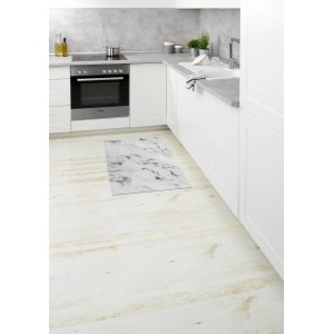 Mehrfarbige Wenko Badematte in Marmor Optik, 50x80 cm, aus Kunststoff im Badezimmer.