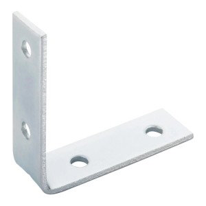 SOTECH Winkelverbinder aus verzinktem Stahl, L-förmig, mit Schraublöchern für Möbelbau und Regalböden.