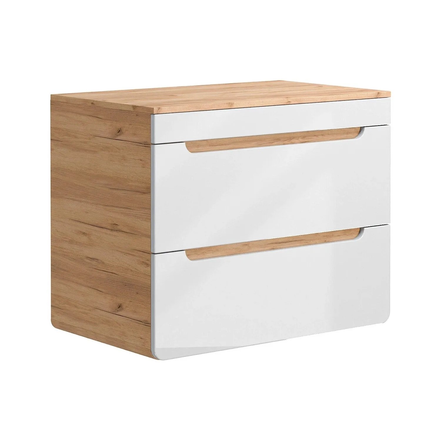 Vente-unique Waschbeckenunterschrank Aruba Naturfarben Hell  Weiß 80 cm