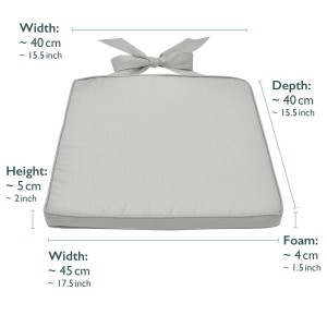 Beautissu Pia Stuhlkissen 4er Set, 45x40cm, hellgrau, mit Befestigungsbändern.