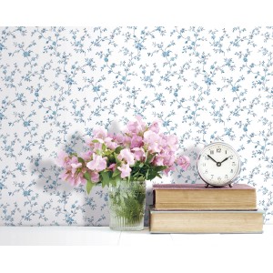 Sanders & Sanders Tapete Blumen Blau Und Weiß 53 Cm X 10 M 640407
