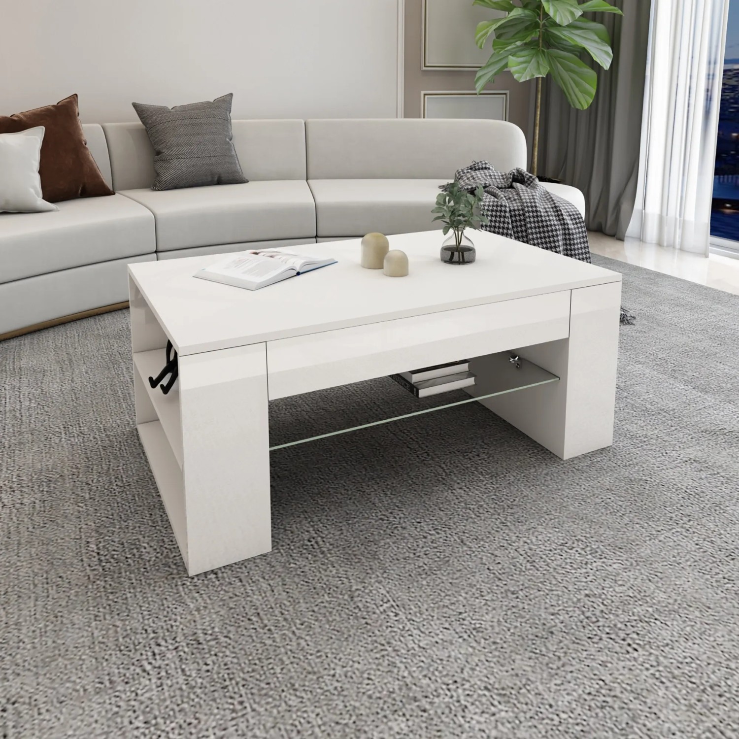 ML-Design Couchtisch Hochglanz Weiß 100 x 42 x 60 cm kaufen bei OBI
