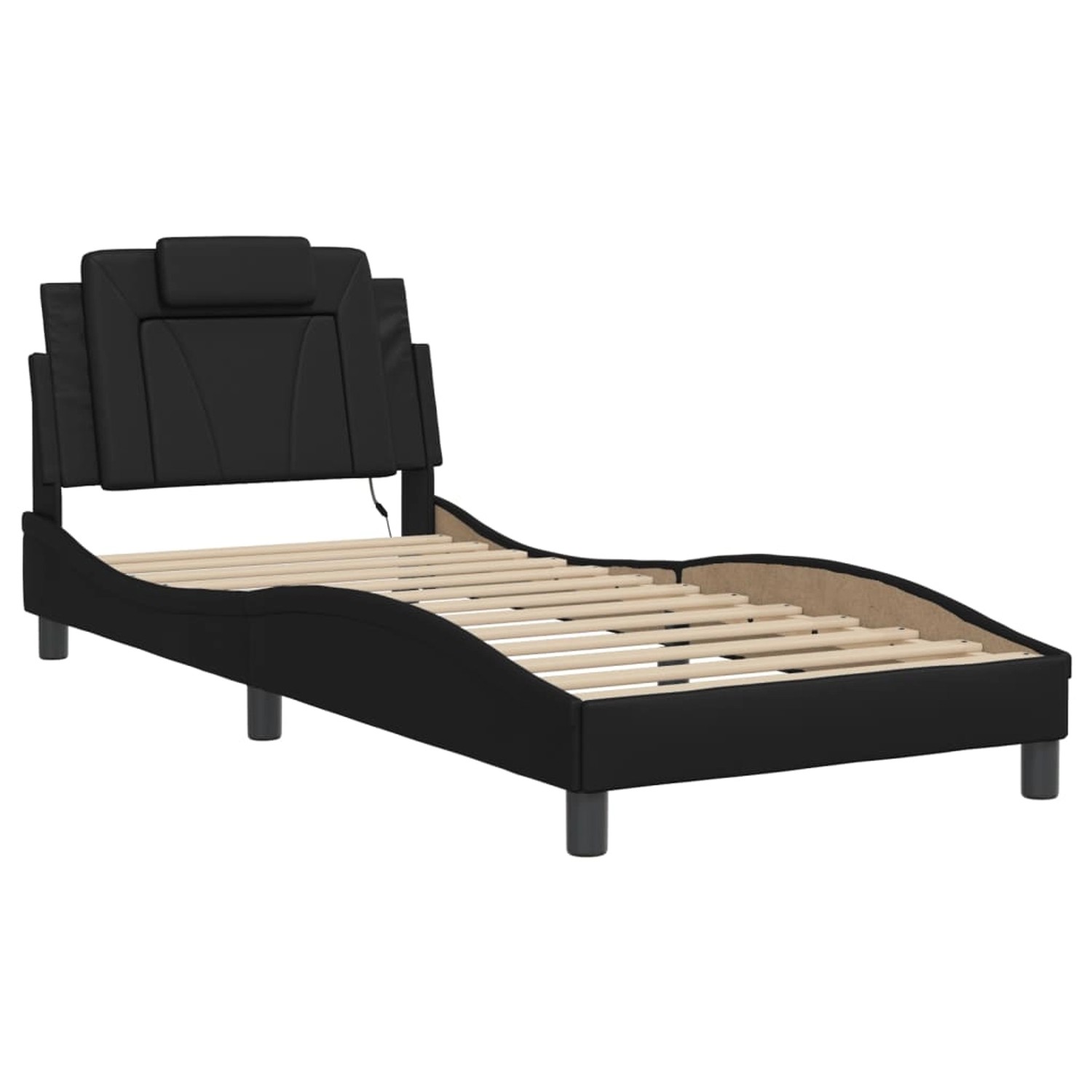 vidaXL Bettgestell Viana mit LED ohne Matratze Schwarz 80x200 cm Kunstleder günstig online kaufen