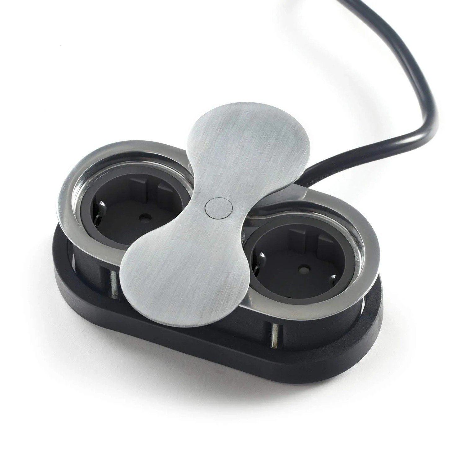 SOTECH Doppel Einbausteckdose Oval Edelstahloptik Gebürstet mit 2x Schuko