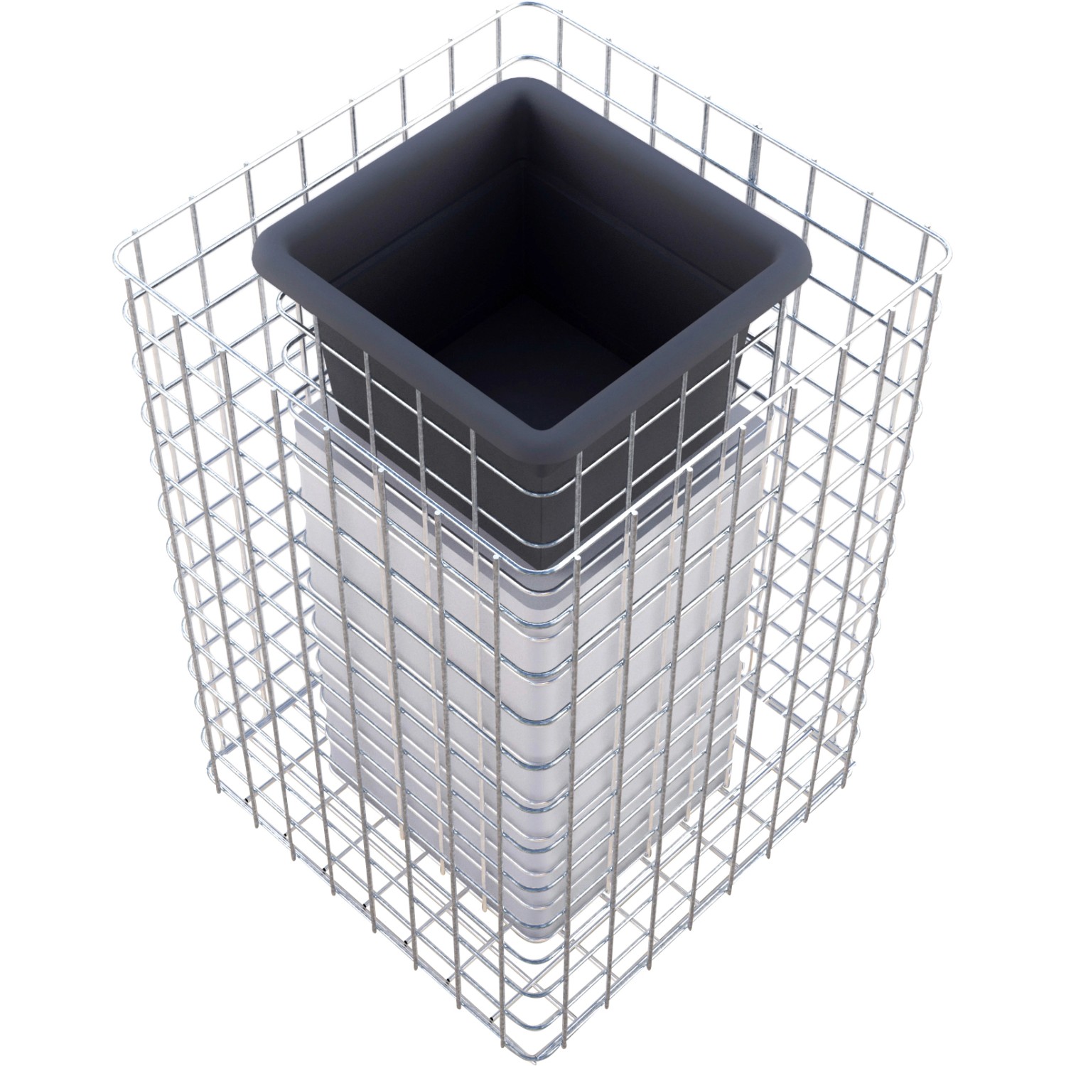 Gabiona Gabionen-Blumensäule eckig feuerverz 62 x 42 x 42 cm Maschenw 5 x 5 cm