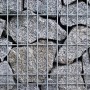Nahaufnahme einer Scherf Fertig-Gabione mit Granitbruch Salz & Pfeffer Füllung.