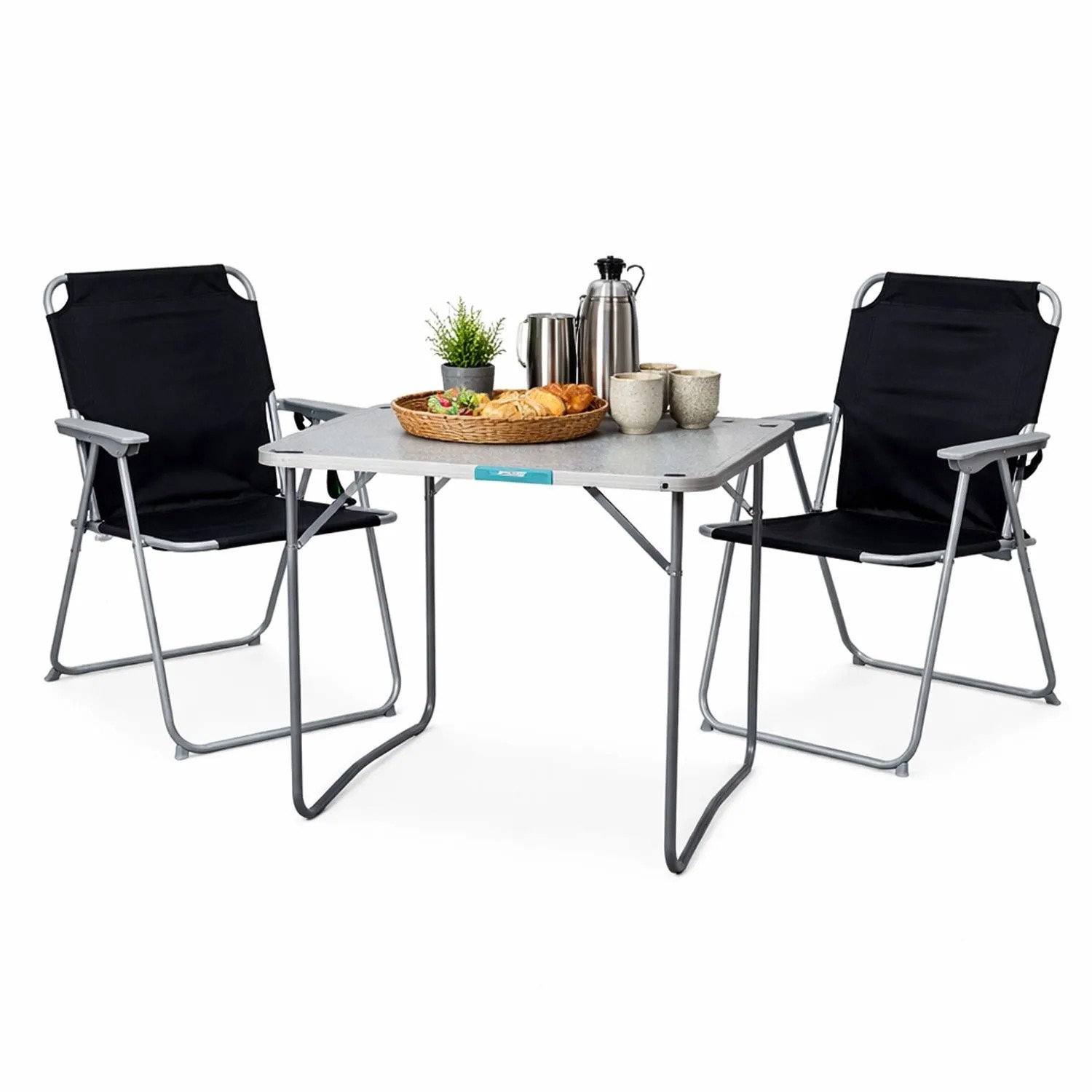 Mojawo XL 3teiliges Campingmöbel Set Alu mit Tragegriff Camping 80x60x68cm Schwarz