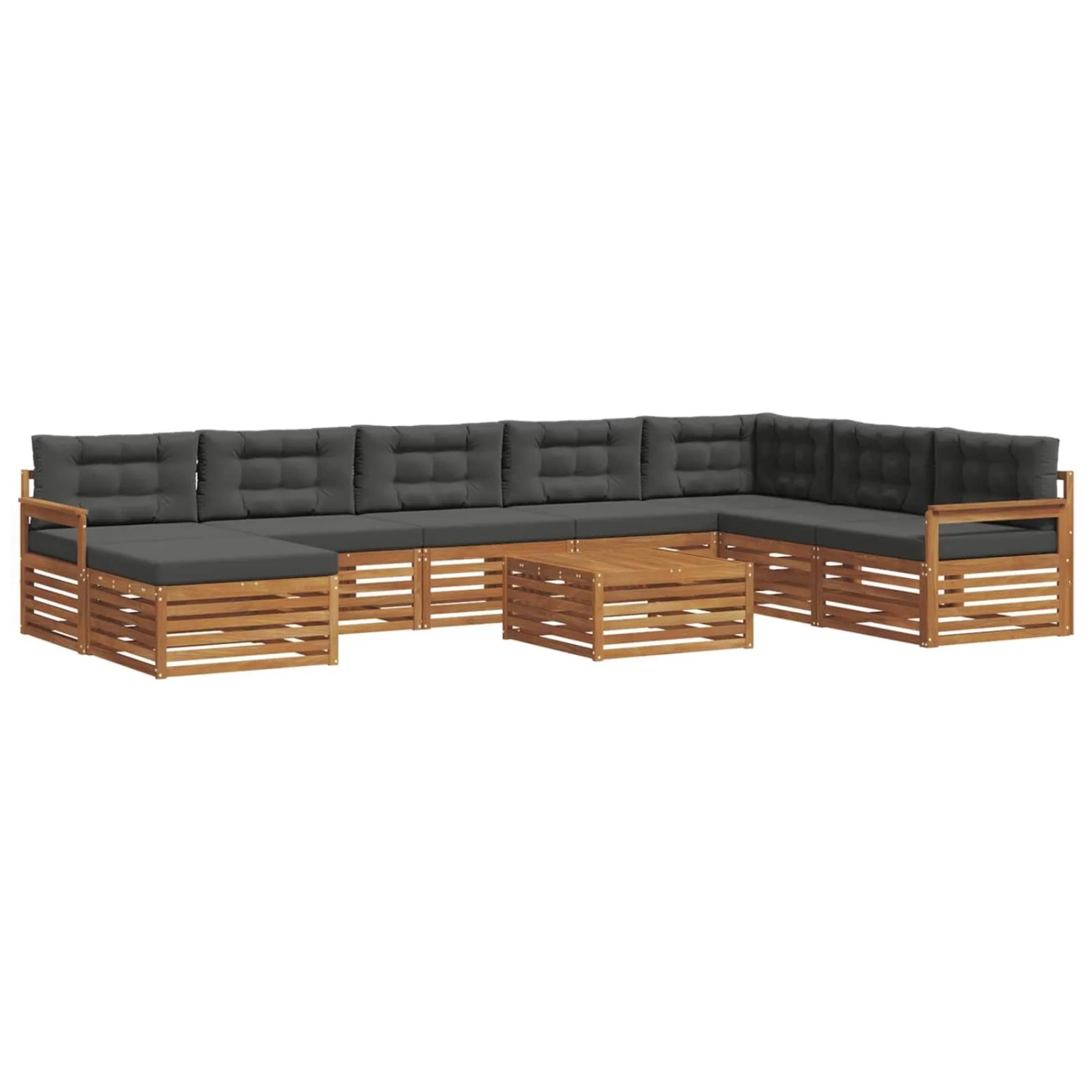 vidaXL Sofagarnituren 9 Tlg Natur und Anthrazit Massivholz Akazie 3373967