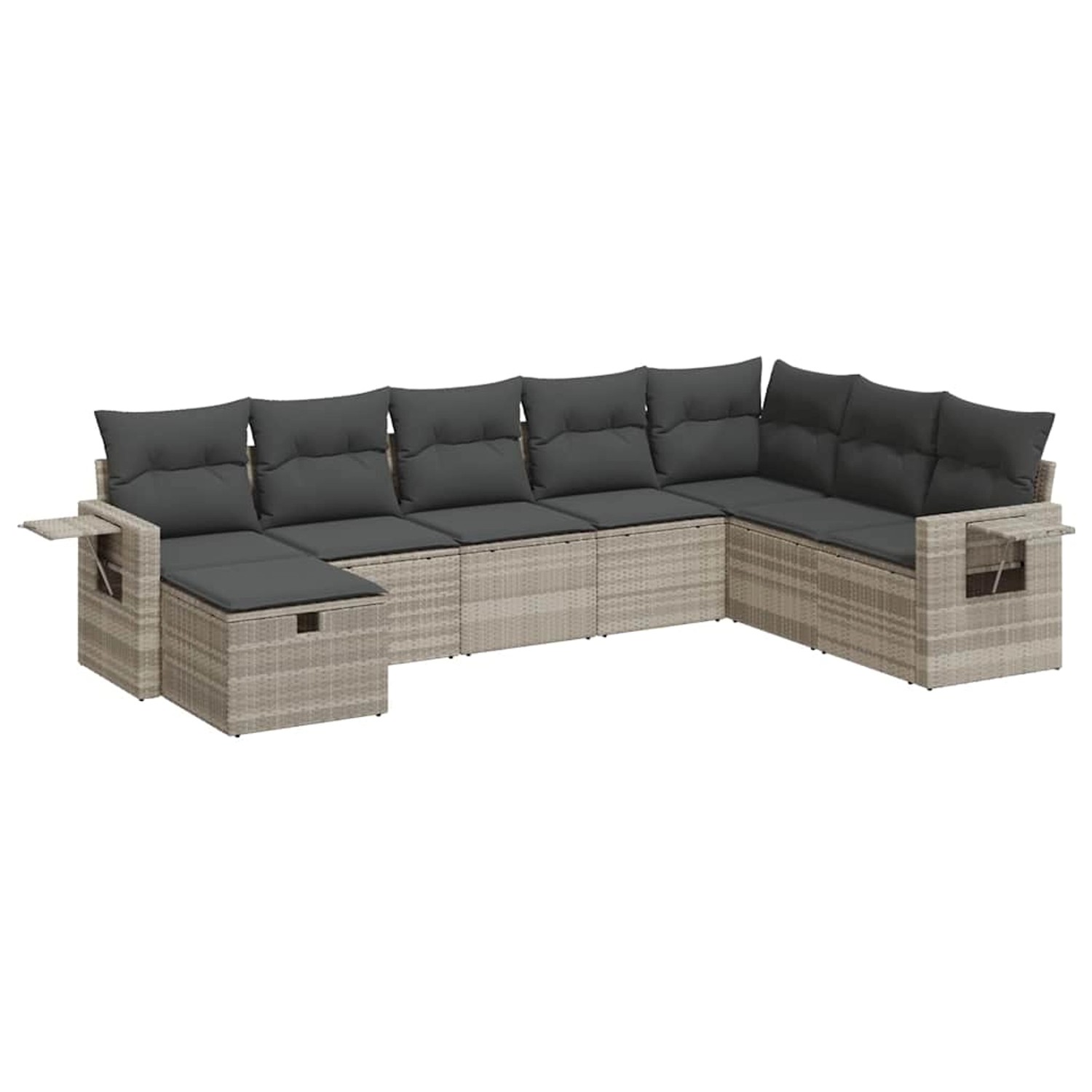 vidaXL 8-Tlg Garten-Sofagarnitur mit Kissen Hellgrau Poly Rattan 3325538 günstig online kaufen