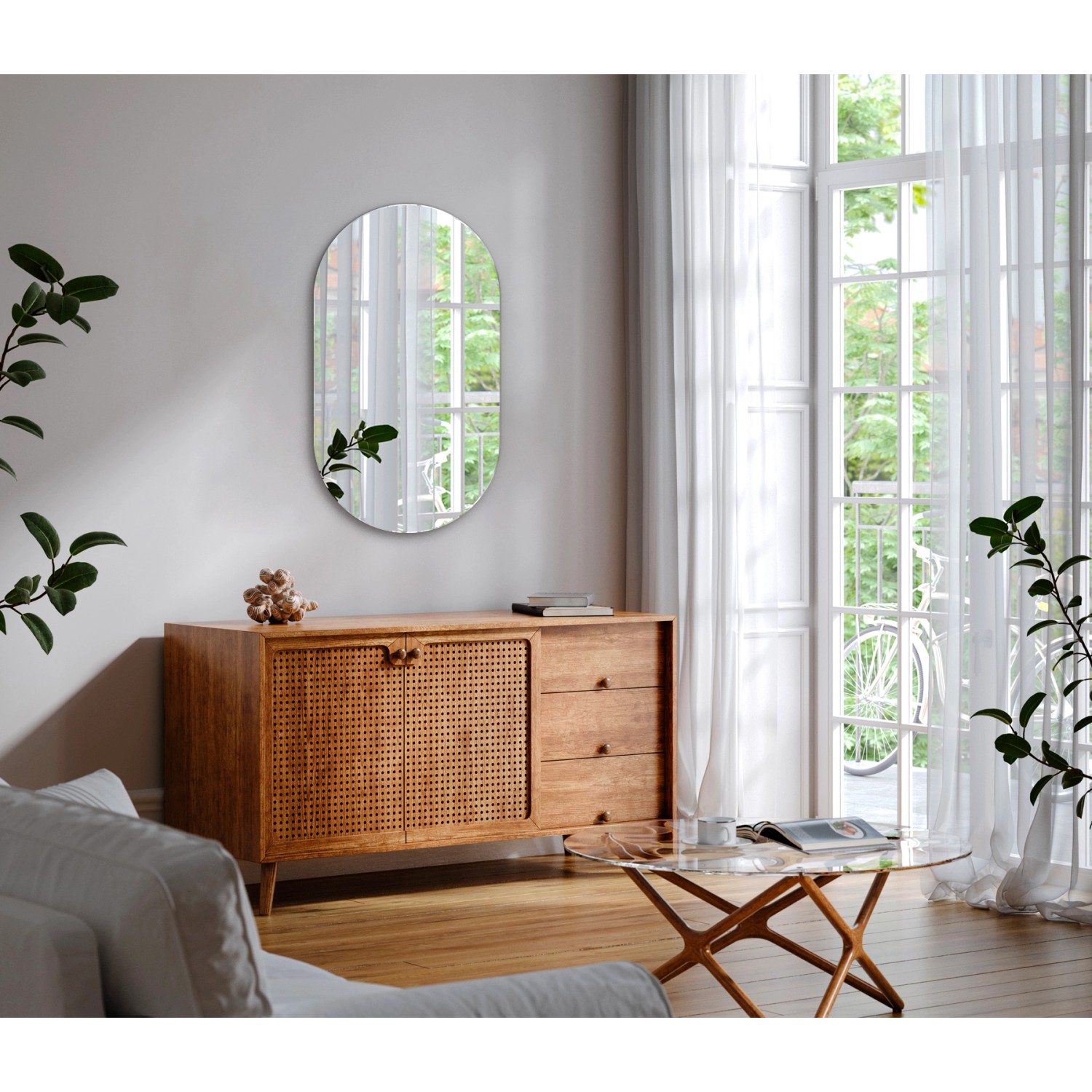 Tulup Wandspiegel Ovaler Spiegel 46x80 cm Spiegel Oval Ohne Rahmen Minimalistischer Ovaler Spiegel Ovaler Spiegel Badezimmer_8