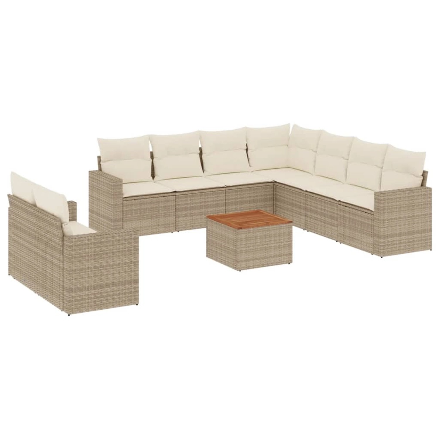 vidaXL 10-Tlg Garten-Sofagarnitur mit Kissen Beige Poly Rattan 3256520 günstig online kaufen