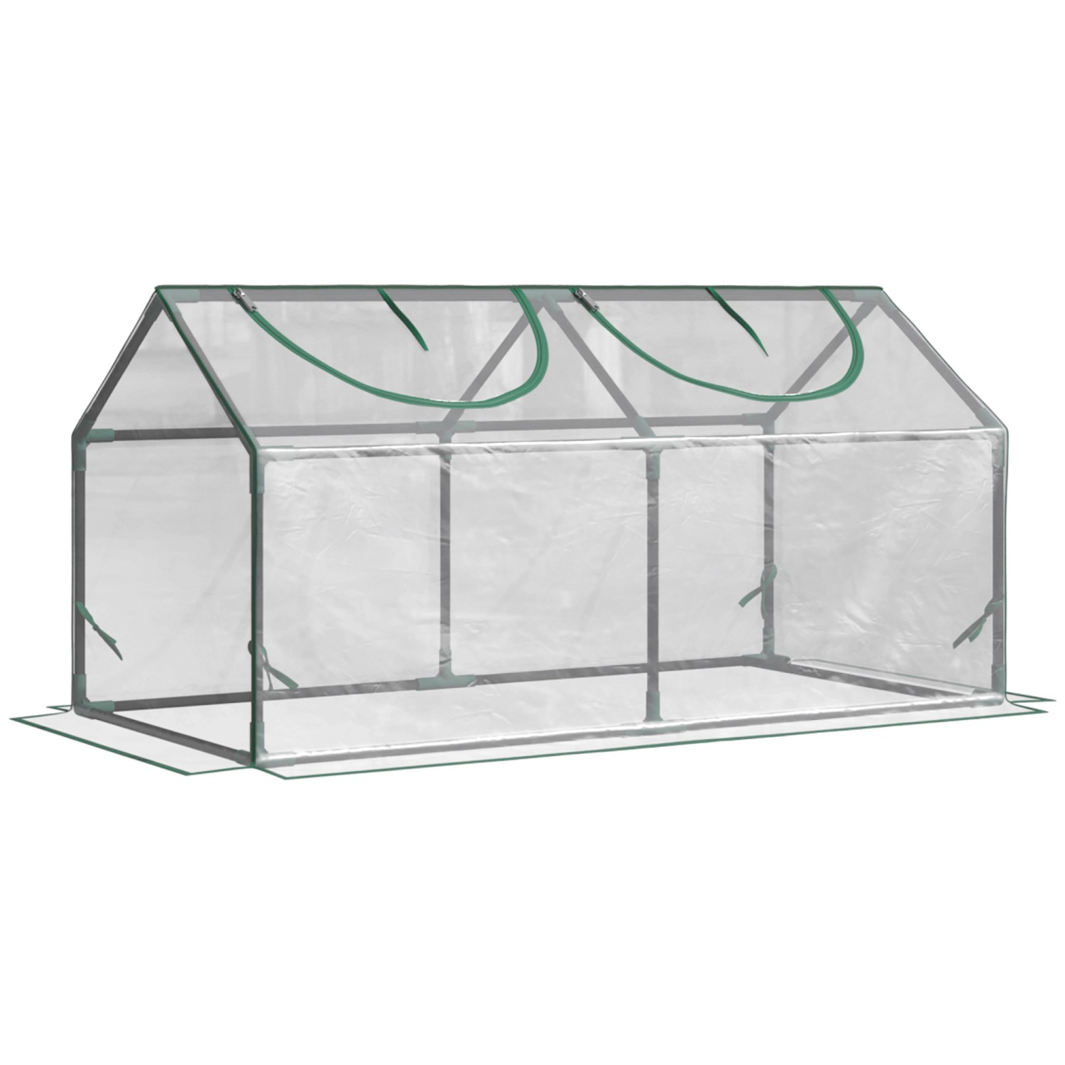Outsunny Foliegewächshaus mit Fenster PVC Frühbeet 120 x 60 x 60 cm Transparent