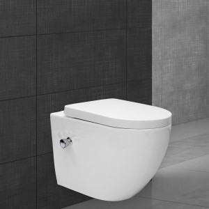 Spülrandloses Hänge WC mit Bidet Funktion von ECD Germany, Keramik, weiß.