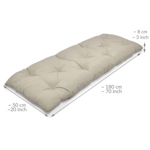 Beige Beautissu Bankauflage Flair BK 180x50 cm für Gartenbank oder Hollywoodschaukel.