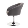 Grauer MCW Esszimmerstuhl F19 aus Kunstleder mit verchromtem Fuß und drehbarer Sitzfläche.