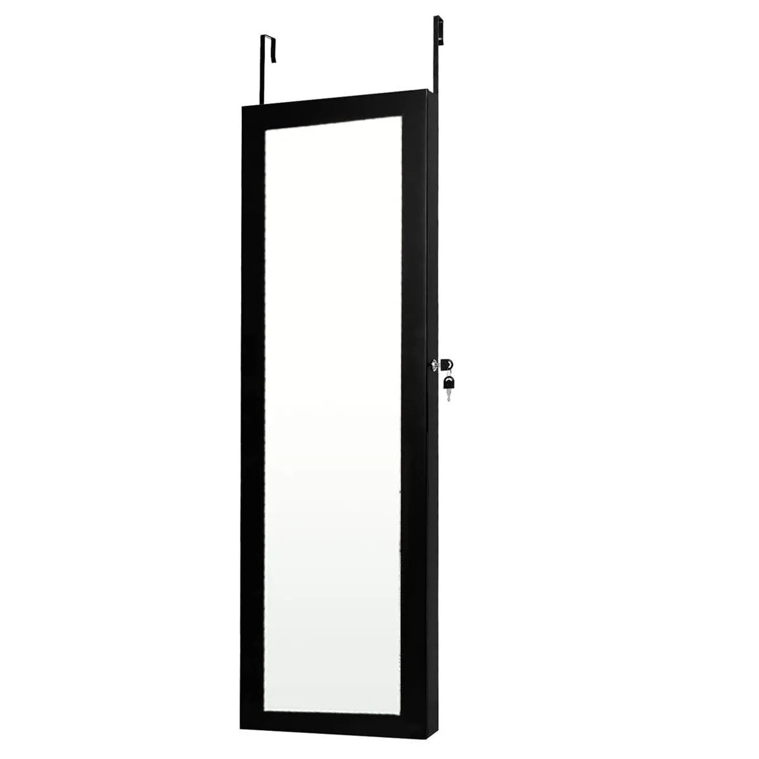 Costway Schmuckschrank mit Ganzkörperspiegel für Ringe 120 cm Schwarz günstig online kaufen