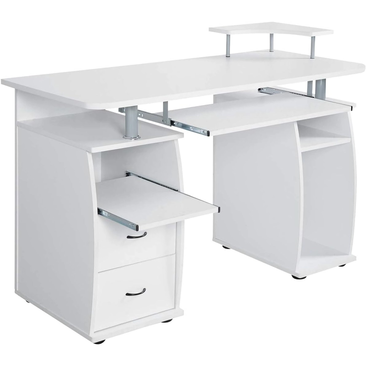 Costway Computertisch mit Schubladen 120 x 55 x 76 cm Weiß günstig online kaufen