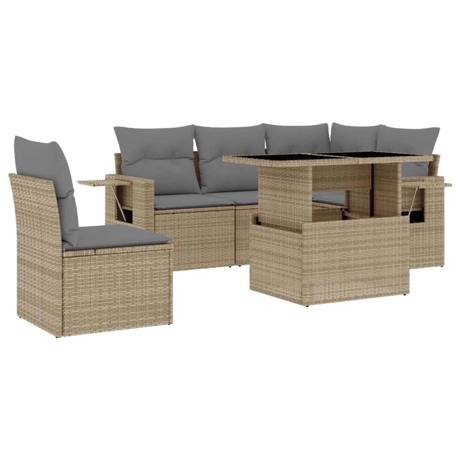 vidaXL 6-tlg Garten-Sofagarnitur mit Kissen Beige Poly Rattan Modell 365 günstig online kaufen