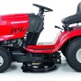 Roter Troy-Bilt Rasentraktor Pony 92T-S mit Seitenauswurf.