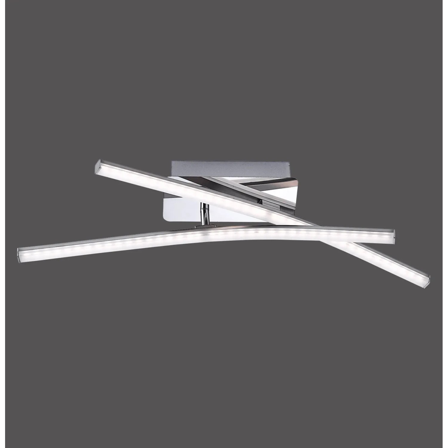 Moderne LED-Deckenleuchte Simon aus Stahl, 59x51 cm, warmweißes Licht für Wohnräume.