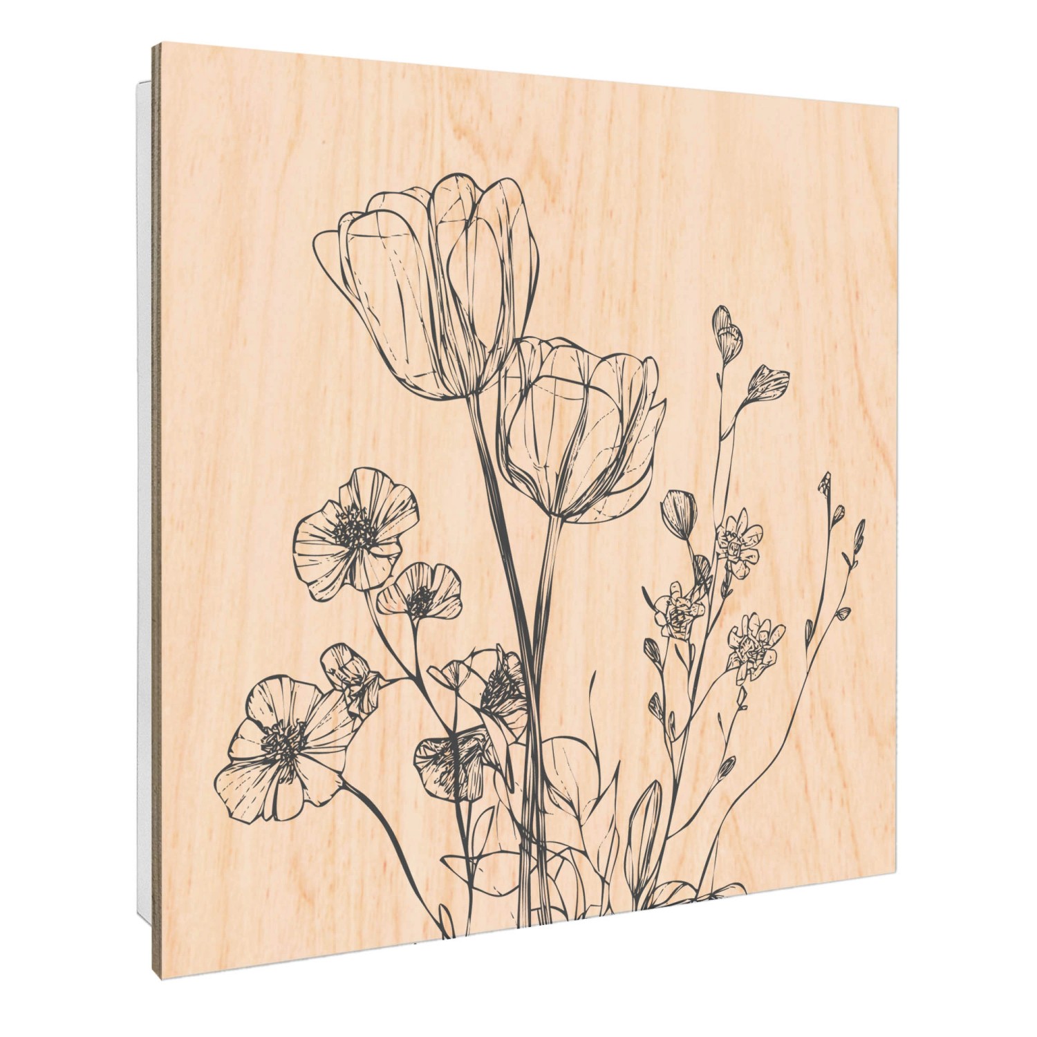 Banjado Schlüsselkasten mit Holzfront 30x30cm Weiß Scharnier Links 50 Haken günstig online kaufen