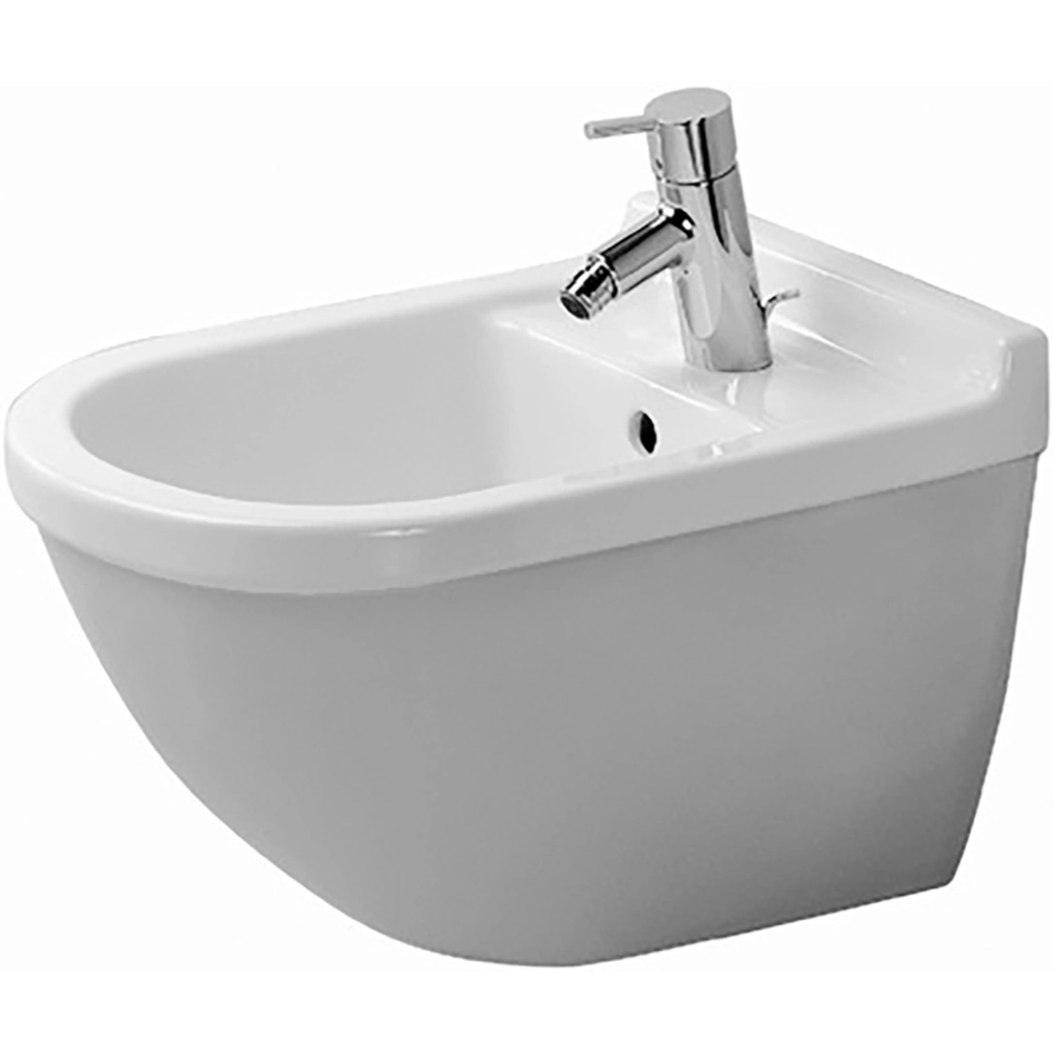 Duravit Wand-Bidet Starck 3 54 cm Weiß WG mit Überlauf + 1 Hahnloch Durafix