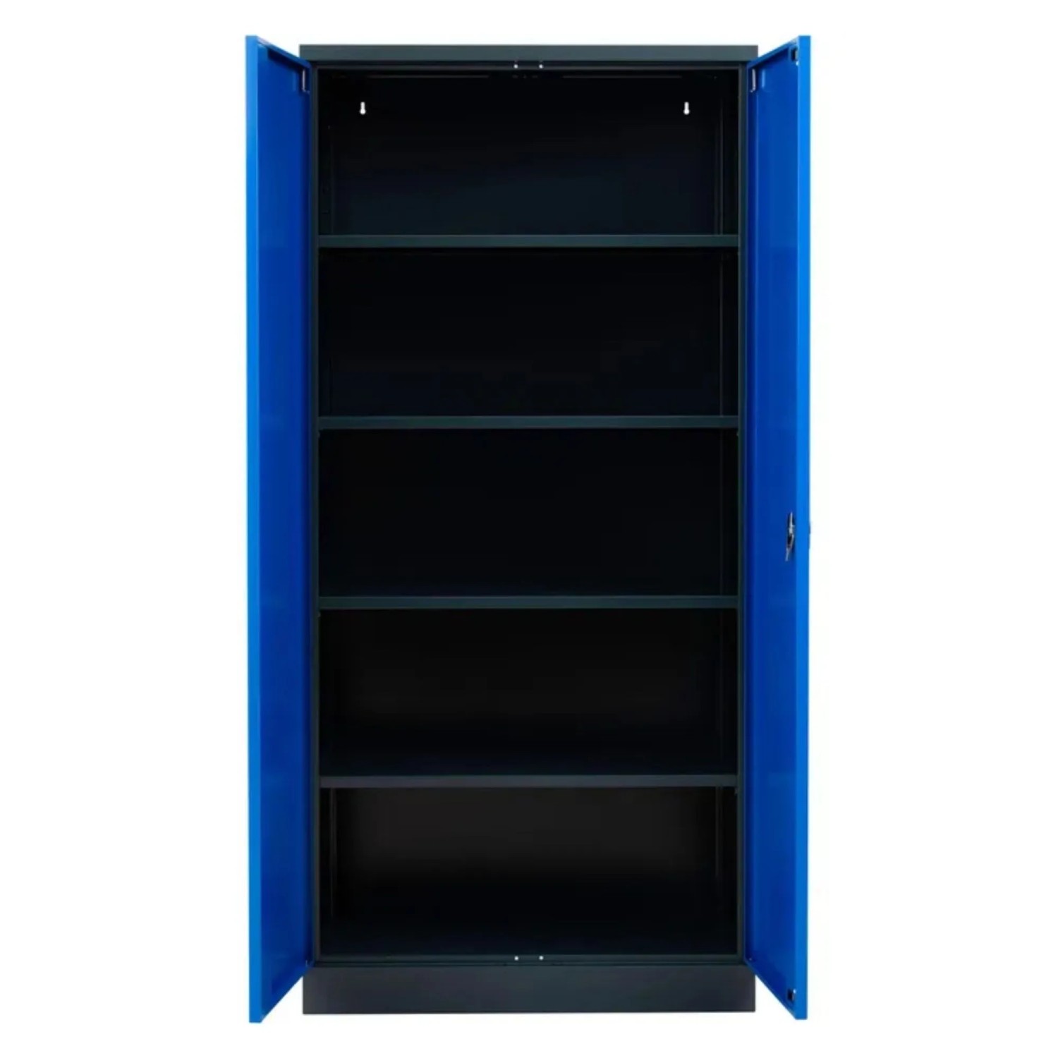 PROREGAL Stahlschrank Bee 10 Fachböden HxBxT 195 x 92 x 42 cm Pulverbeschichtetes Fachbodenmaterial Schwarz & Blau