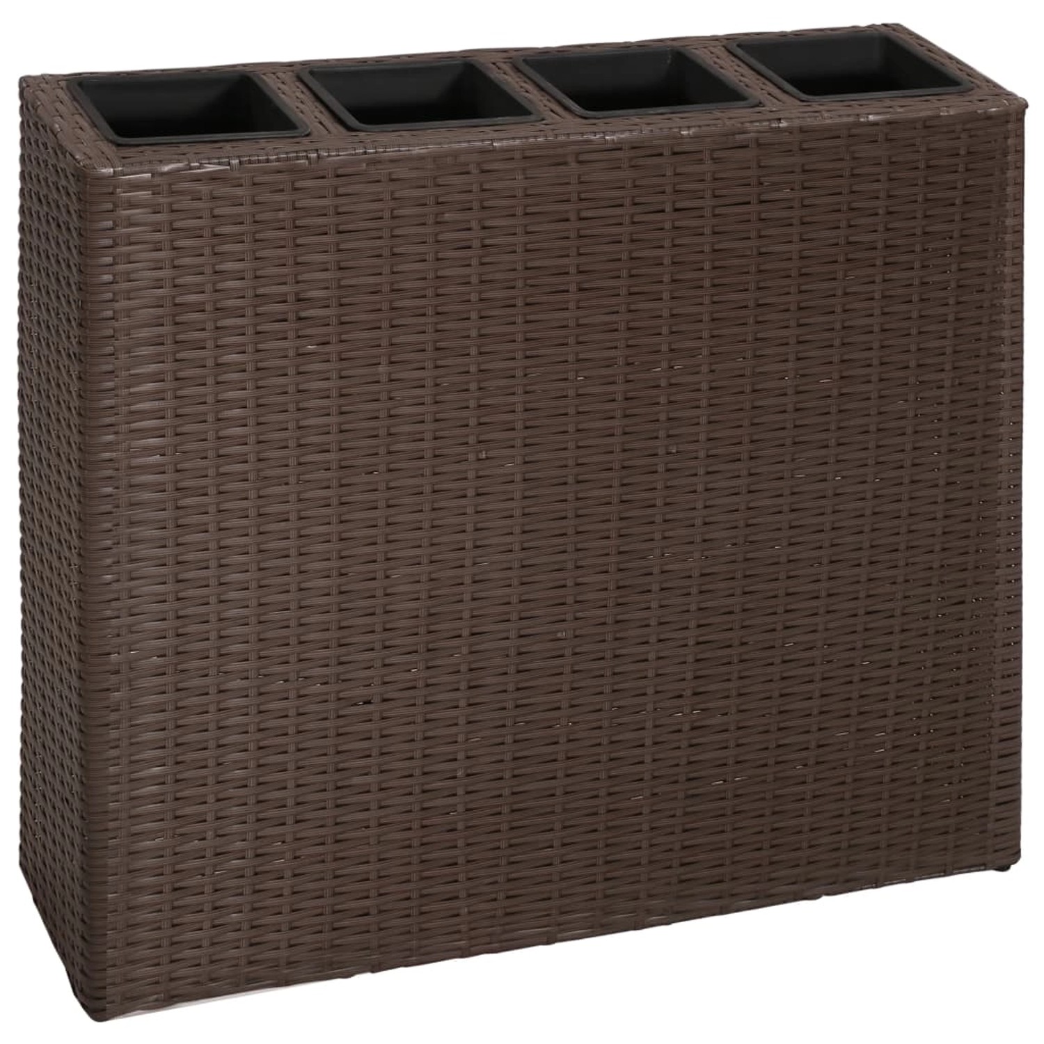 vidaXL Garten-Hochbeet mit 4 Töpfen 2 Stk Poly Rattan Braun 614182