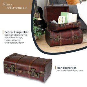 HMF Holztruhe Peru im Vintage-Look, 40x23x16cm, ideal zur Aufbewahrung und als Deko.