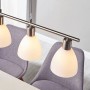 Moderne Lindby Pendelleuchte Simeon, 4-flammig, aus Alu und Glas für Wohnzimmer.