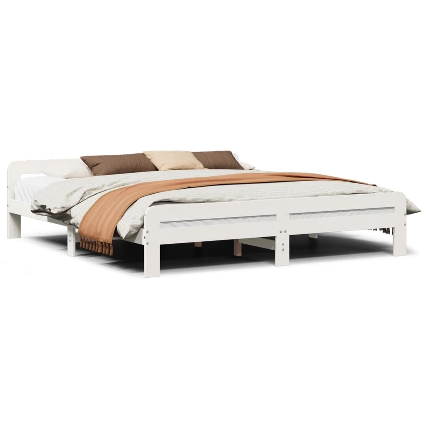 vidaXL Massivholzbett ohne Matratze Weiß 200x200 cm Kiefernholz 855461 günstig online kaufen