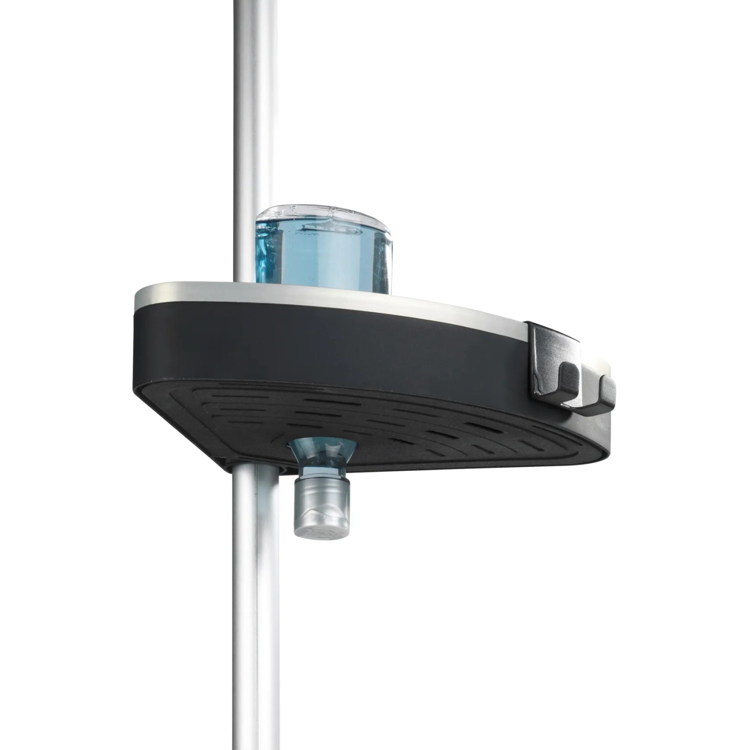 Wenko Teleskop Duschregal Wave aus Aluminium mit Ablage und Duschgel.