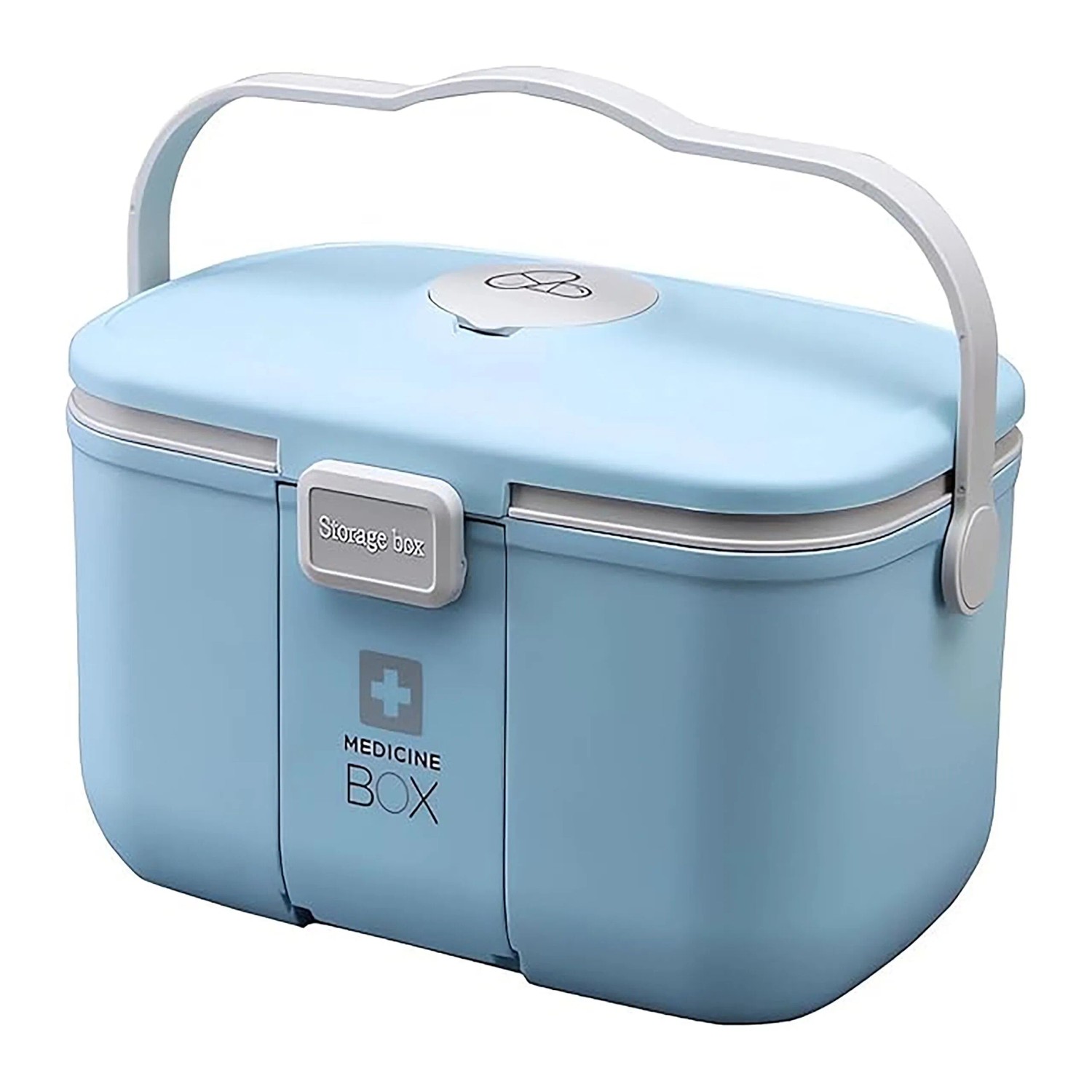 Relaxdays Medizinbox Kunststoff Blau mit Einsatz 17 cm x 28 cm x 18 cm