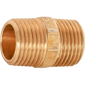 Gewinde-Doppelnippel, 21 mm (R 1/2), aus Rotguss für Gewindefittings.