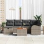 Graues 7-teiliges vidaXL Garten-Sofa-Set aus Rattan mit Kissen und Stauraum.