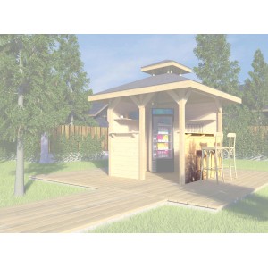 Weka Tresenwand Bausatz für Pavillon Gartenoase 651, naturbelassenes Holz.