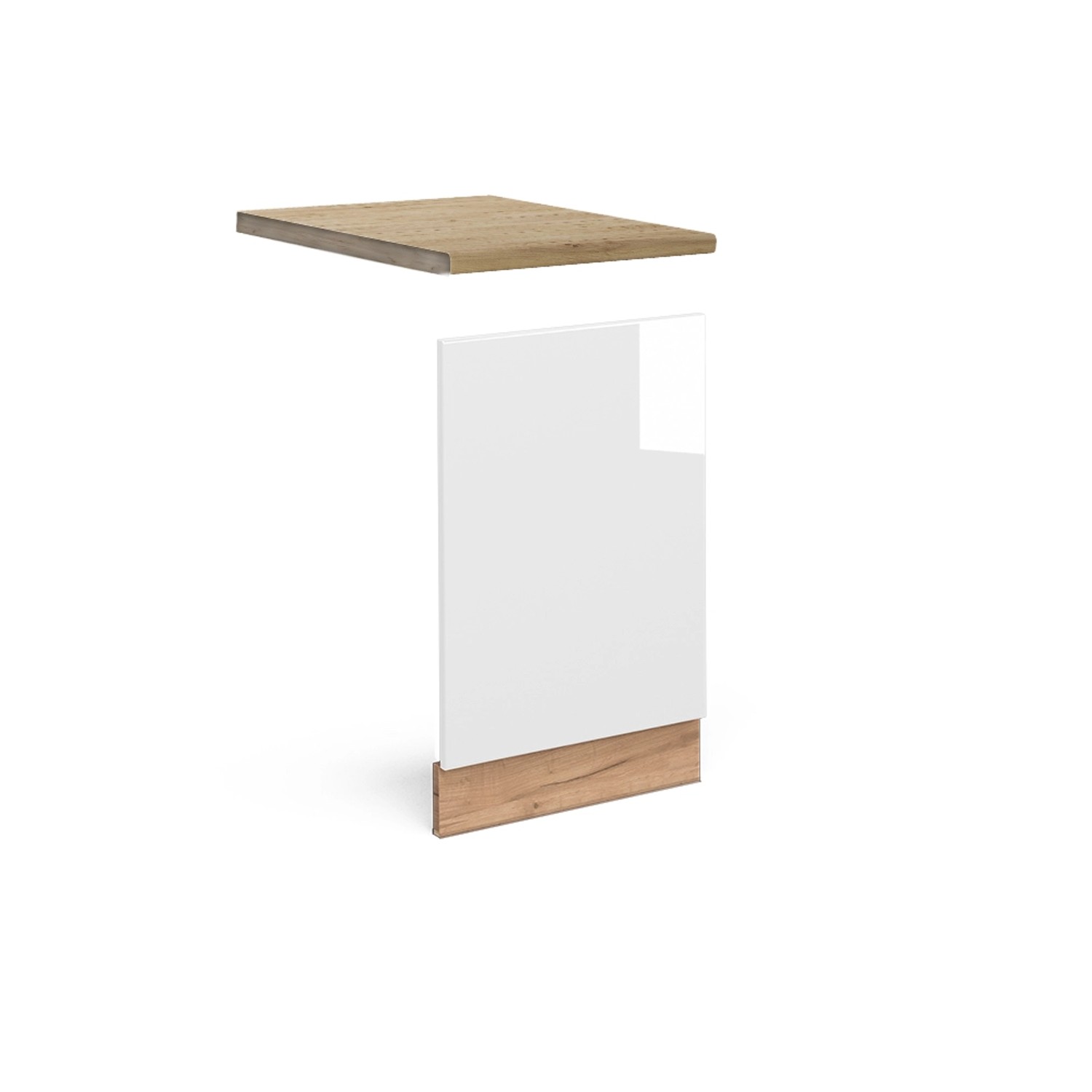 Vicco Frontblende Fame-Line Weiß Hochglanz/Goldkraft Eiche 45 cm AP Eiche