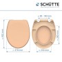 Schütte WC-Sitz Beige Duroplast mit Maßen und Absenkautomatik.