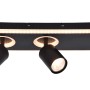 Schwarze LED-Deckenleuchte Kimon mit zwei Spots und warmweißem Licht (3000K).