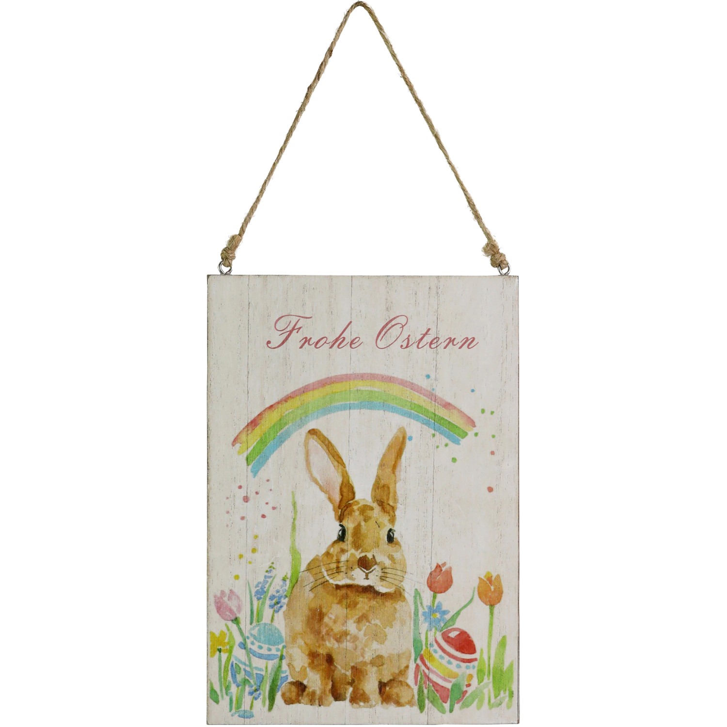 Türschild Frohe Ostern aus Holz 20 cm x 14 cm x 0,7 cm Bunt