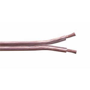 Transparente Lautsprecherleitung 2 x 1,5 mm² als Meterware für Audioanwendungen.