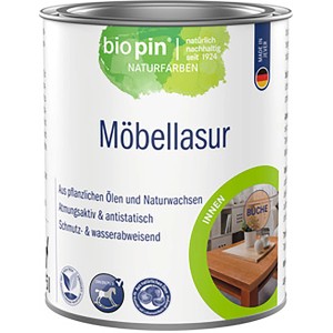 Dose biopin Möbellasur Buche, lösemittelfreie Holzlasur für Möbel im Innenbereich.