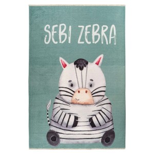 Bunter Kinderteppich mit Zebra-Motiv, 115x170 cm, ideal für das Kinderzimmer.