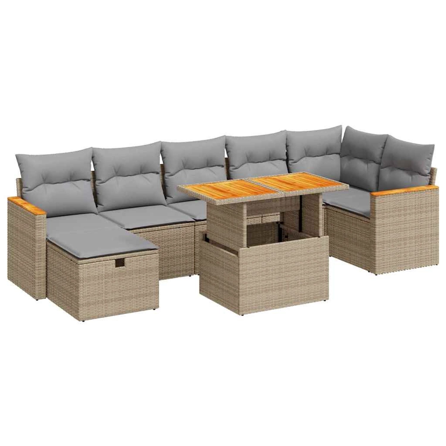 Thumbnail - vidaXL 5-Tlg Garten-Sofagarnitur mit Kissen Beige Poly Rattan 3328123