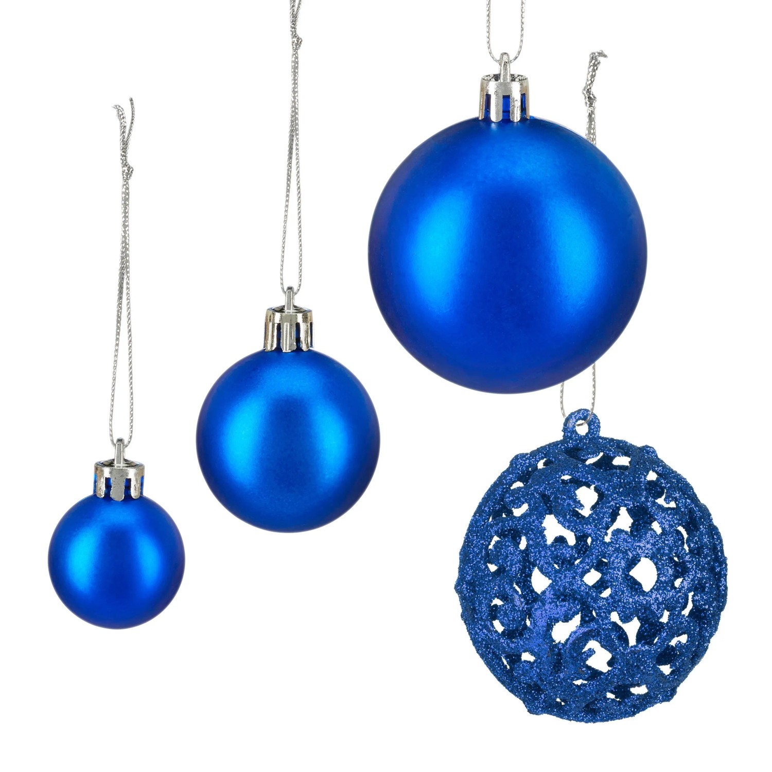 Relaxdays Weihnachtskugeln im 50er Set Polystyrol Blau Glänzend Matt Glitzernd