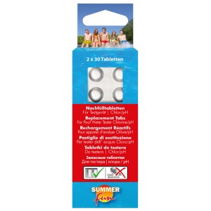 Summer Fun Nachfülltabletten für Pooltester, 2x30 Stück zur Chlor/pH-Wert Messung.