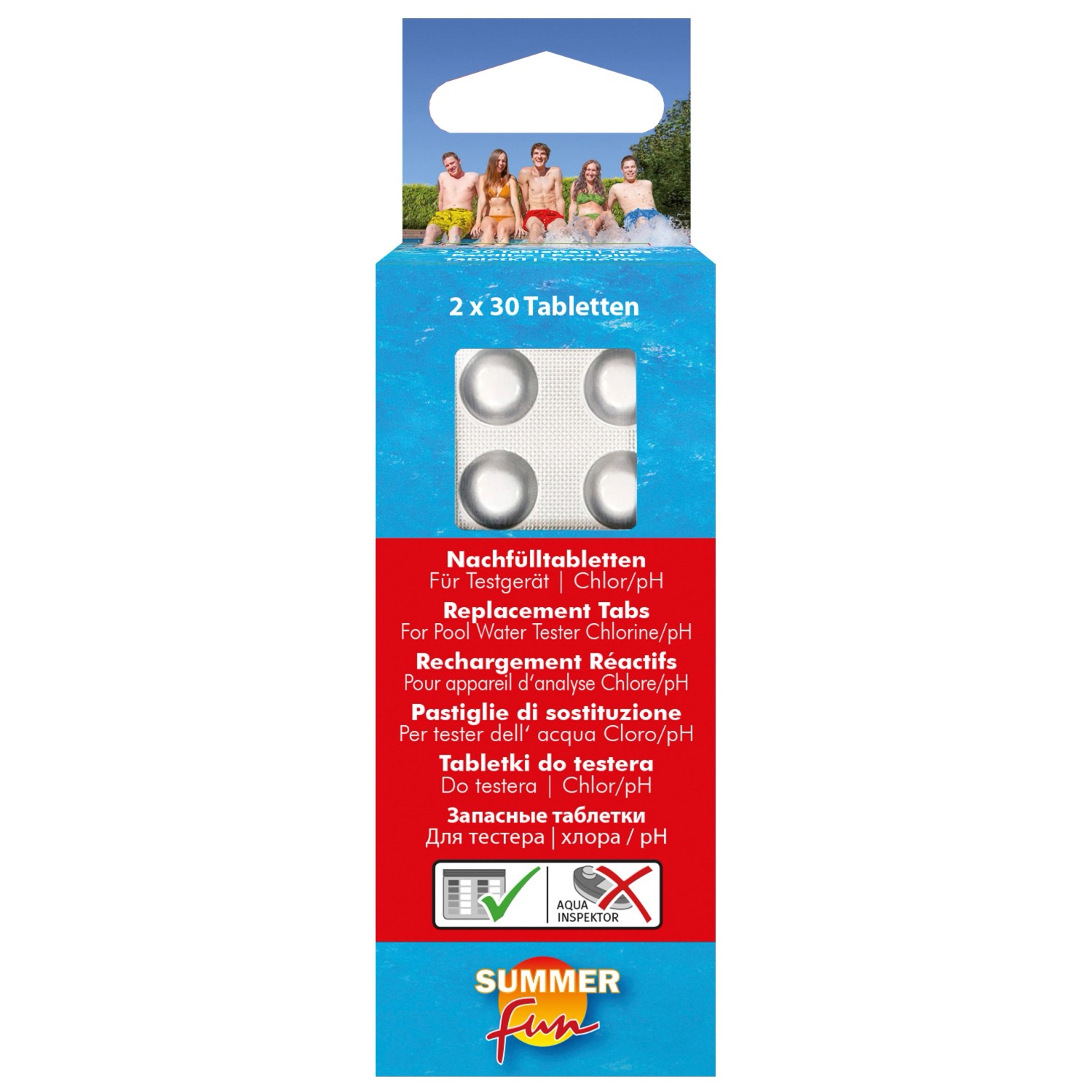 Summer Fun Nachfülltabletten für Wassertestgerät Chlormethode 2 x 30 Stück