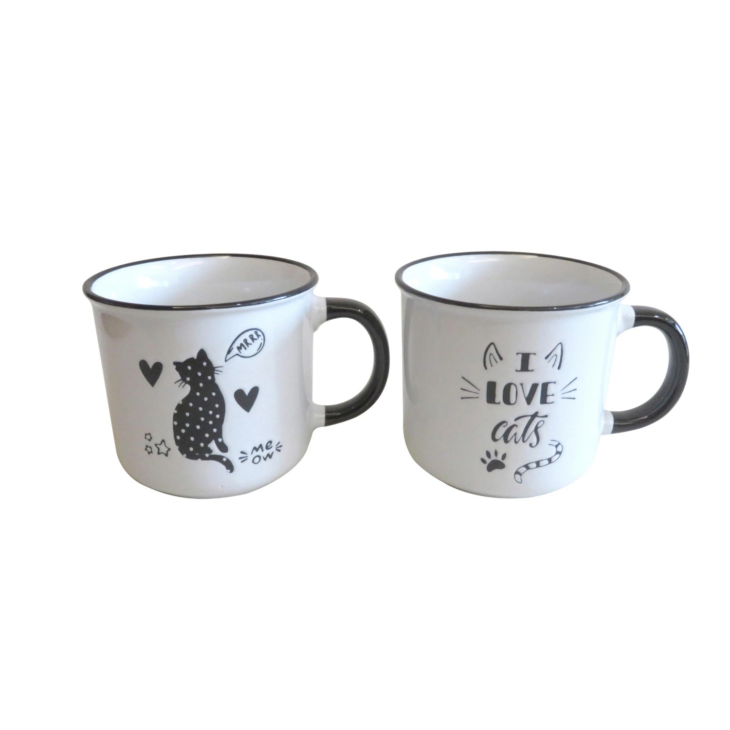 Mömax Tassenset Cats Schwarz/Weiß 2-teilig