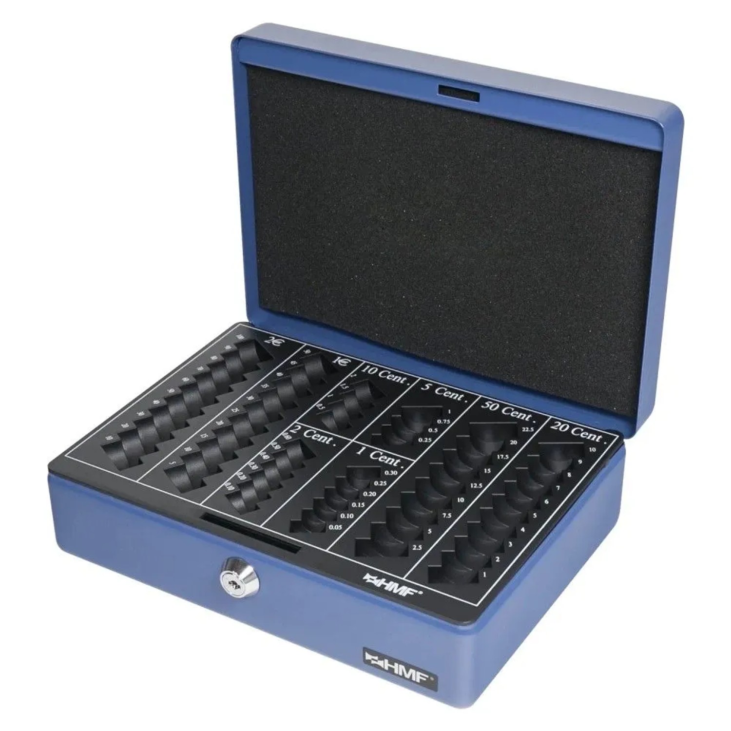 HMF 208 Geldkassette Euro-Münzzählbrett 25 x 18 x 9 cm Blau