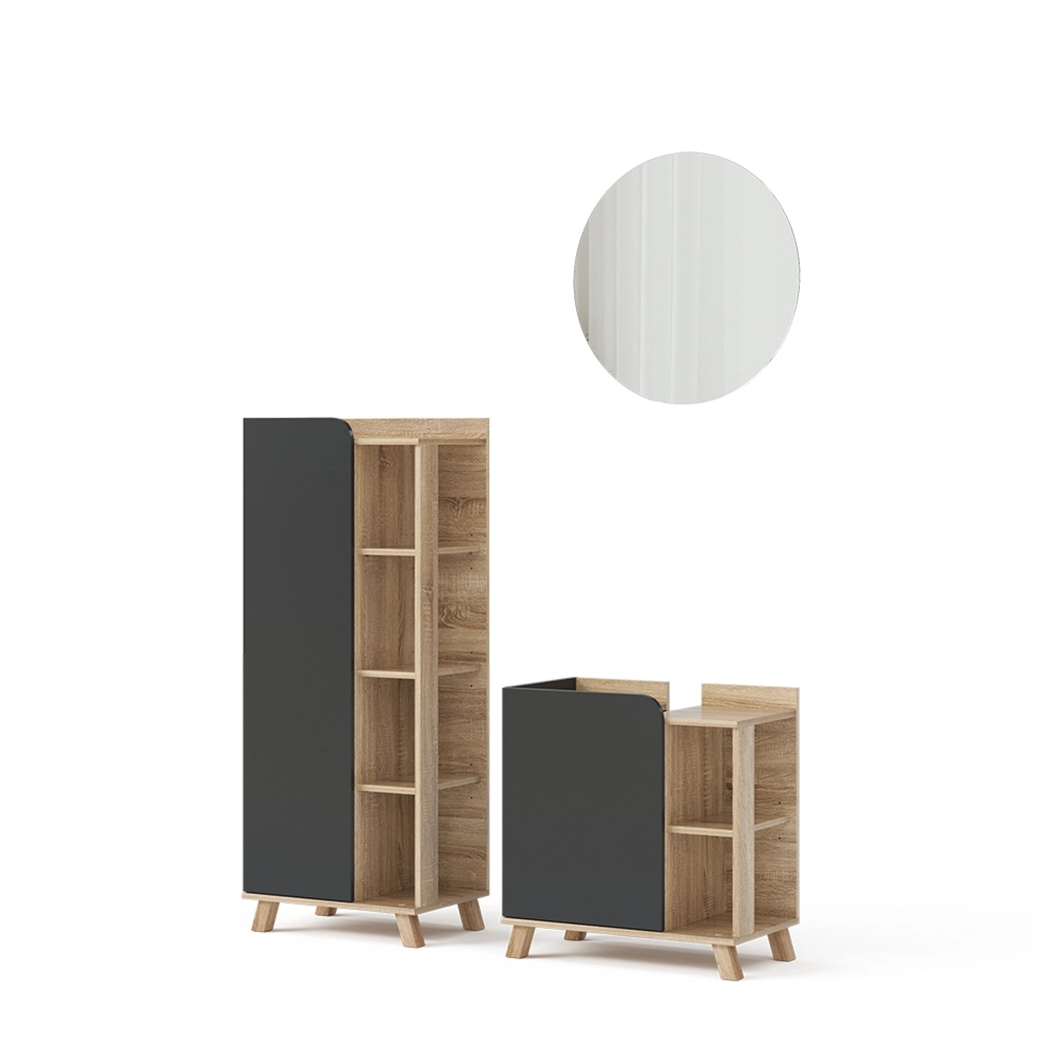 Vicco Badmöbel-Set Karen Sonoma/Anthrazit 3 Teile Opt 4 günstig online kaufen